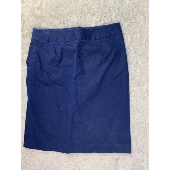 J Crew Size 4 Womens Skirt Knee Length Navy Blue Stretch Front Zip - Picture 3 of 3